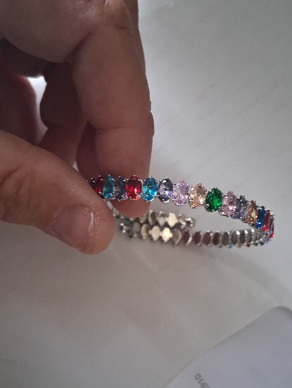 Multi-Colored Gemstone Tennis Bracelet - Women Jewelry.BANGLE.NWT - Picture 4 of 8